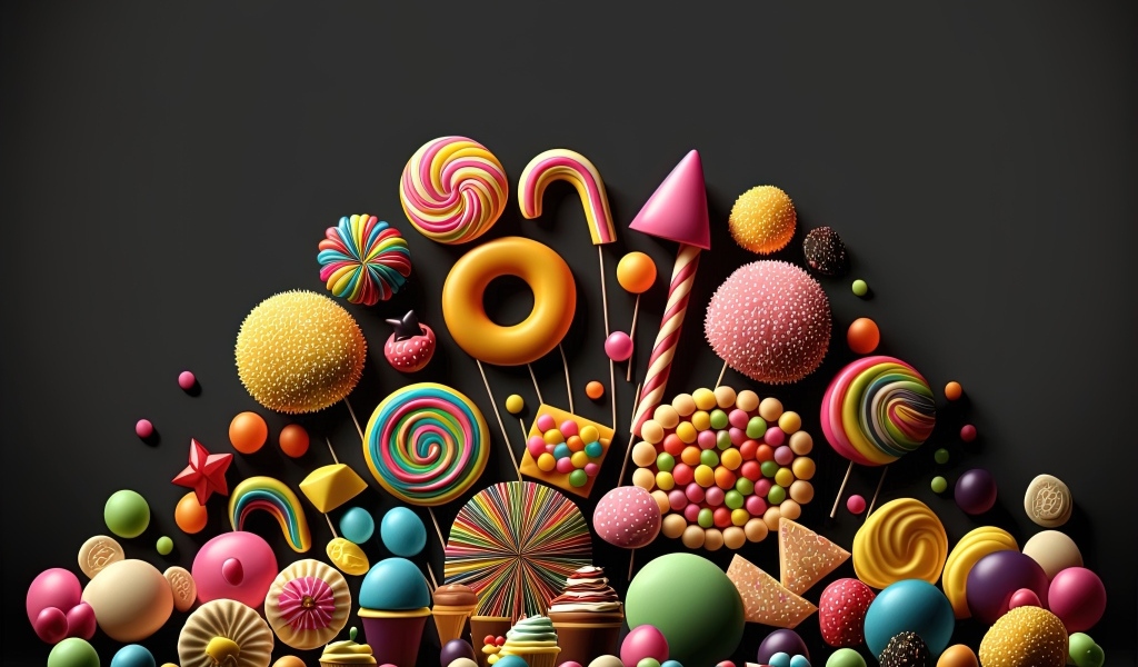 Разноцветные красивые конфеты на черном фоне