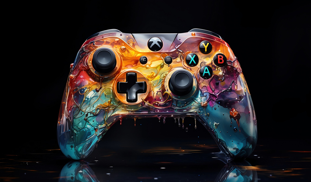 Игровой xbox controller на черном фоне