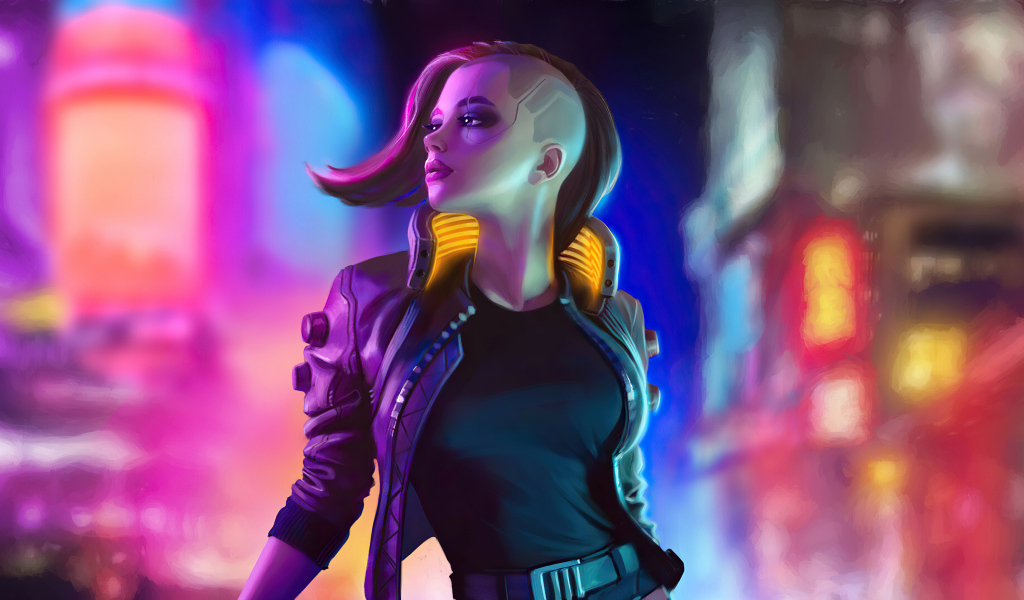 Девушка солдат из компьютерной игры Cyberpunk 2077