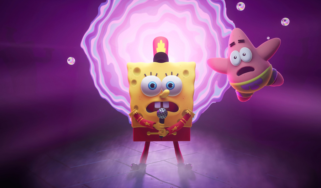 Спанч Боб с микрофоном, игра SpongeBob SquarePants: The Cosmic Shake