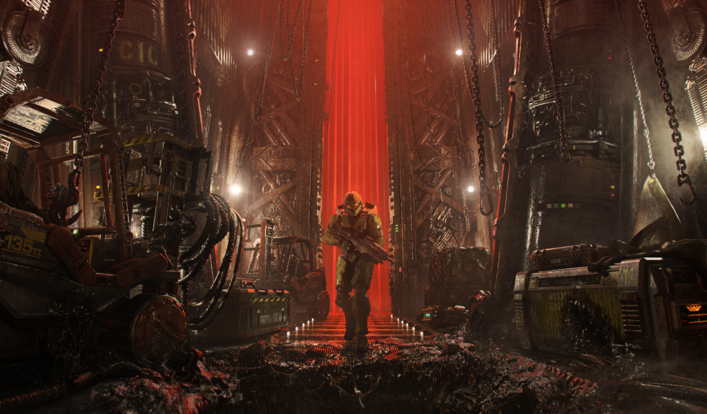 Персонаж компьютерной игры Master Chief в городе