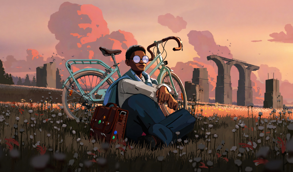 Персонаж игры Season: A Letter to the Future на природе