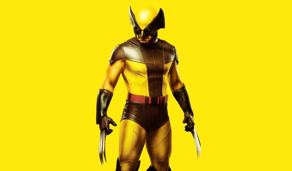 Росомаха персонаж компьютерной игры на желтом фоне