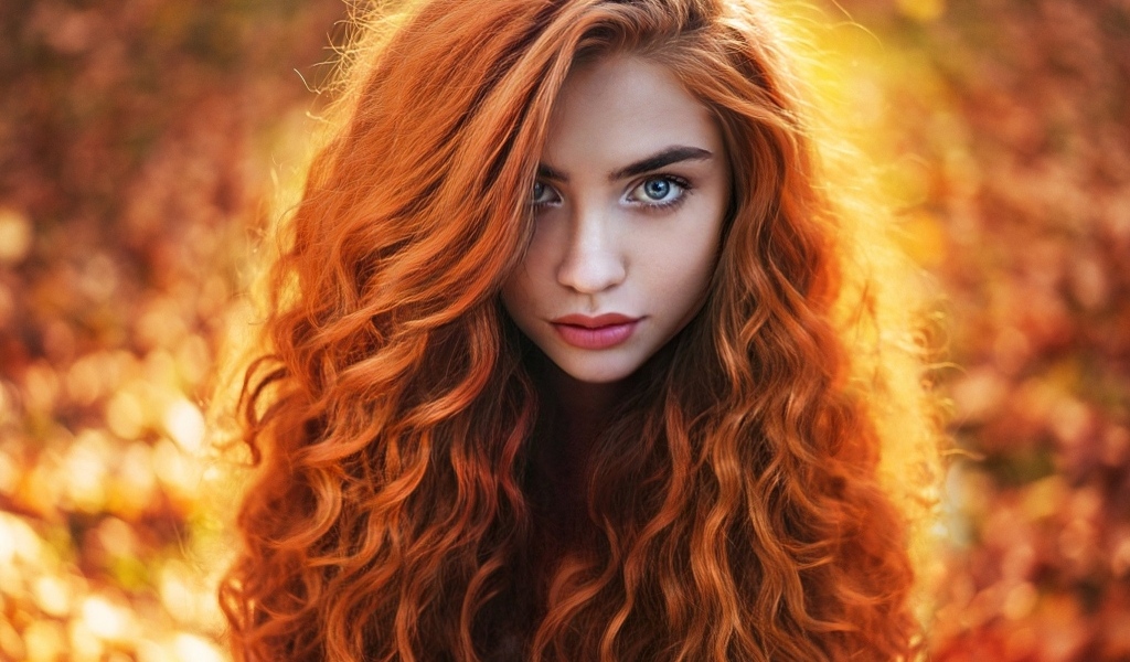 Ярка девушка с длинными рыжими волосами