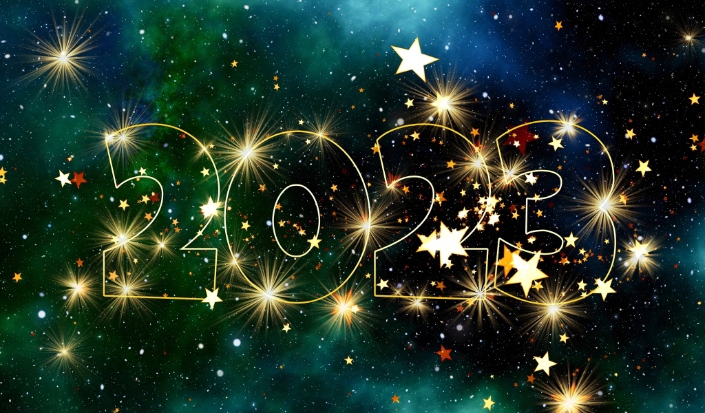 Яркая надпись 2023 с искрами
