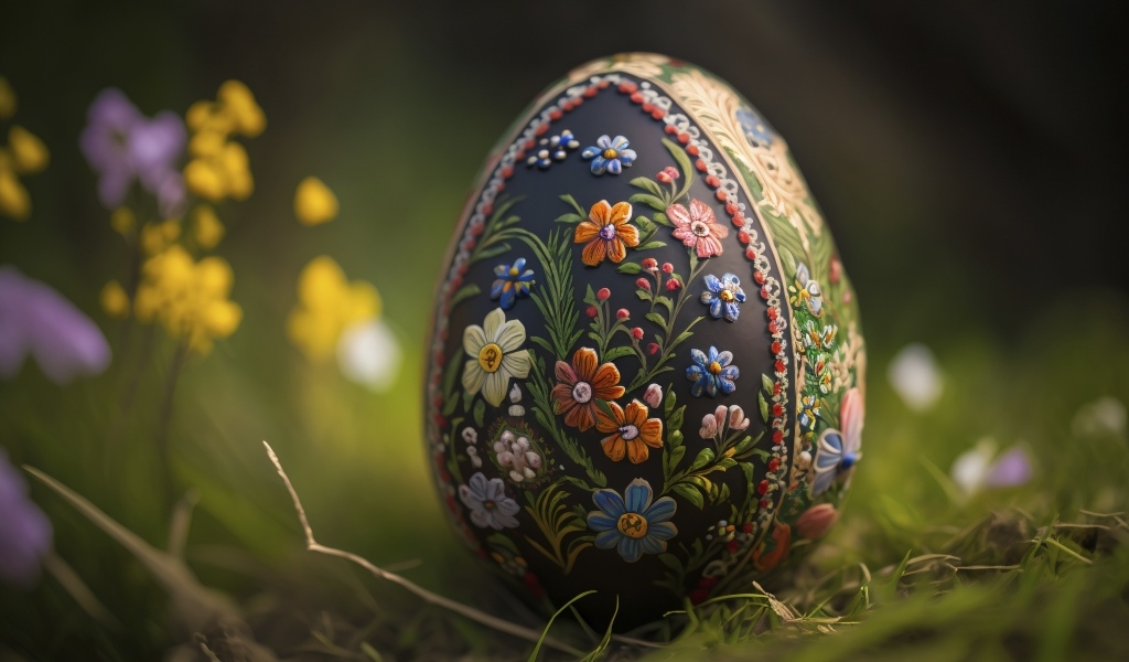 Красивое большое яйцо с рисунком на праздник Пасха