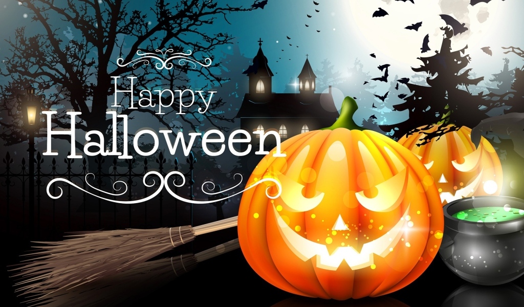 Открытка с тыквами на праздник Хэллоуин