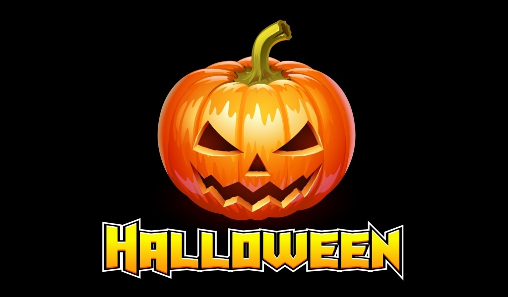 Зловещая тыква на черном фоне на Хэллоуин