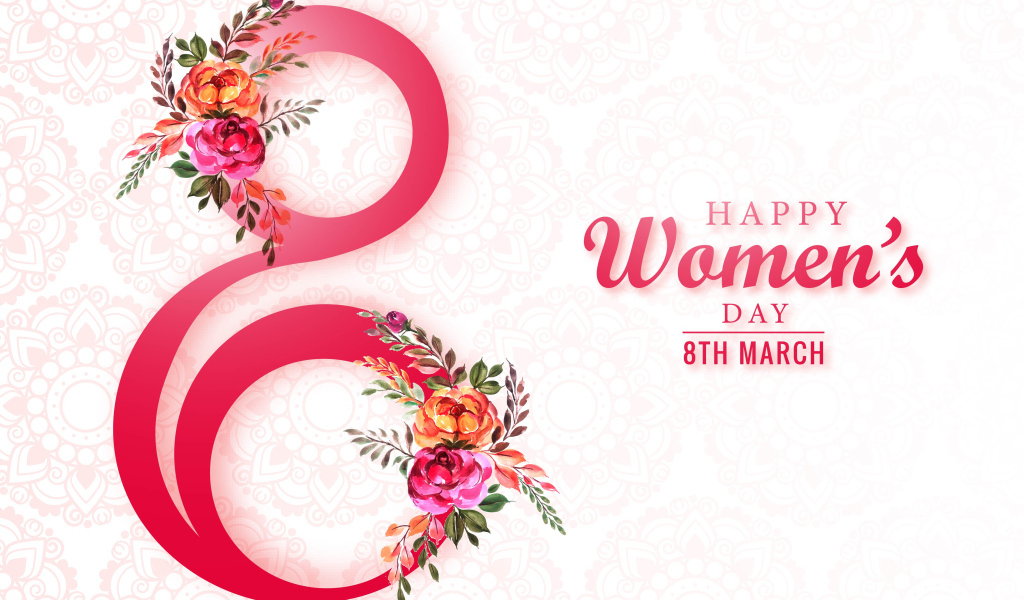 Красивая цифра 8 с цветами на международный женский день