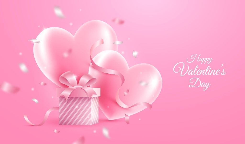 Розовая открытка на день Святого Валентина