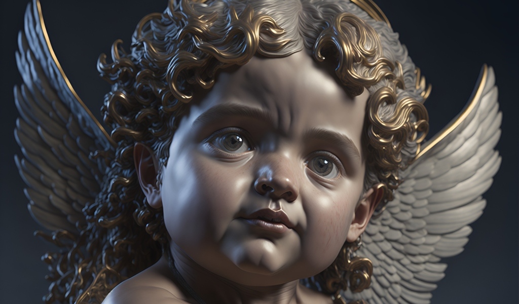 Красивая статуэтка купидона крупным планом