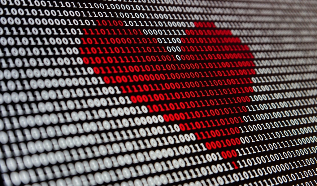 Красное сердце в числовом коде