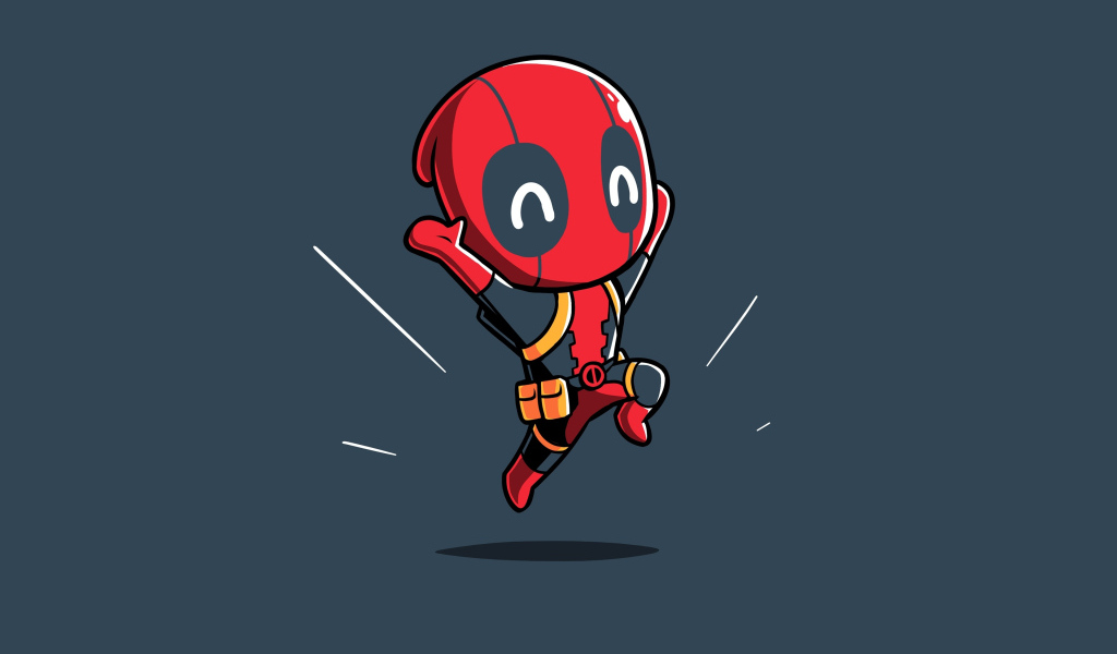 Нарисованный маленький Дэдпул на черном фоне