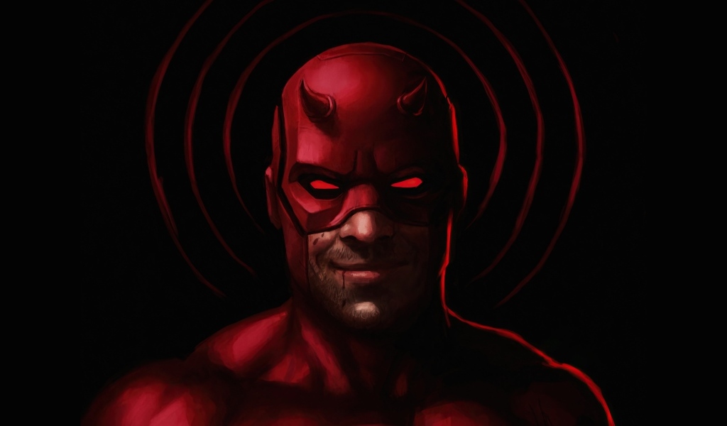 Фантастический персонаж Сорвиголова на черном фоне