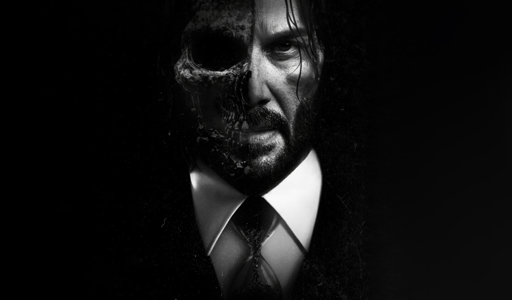 Персонаж фильма Джон Уик с испорченным лицом