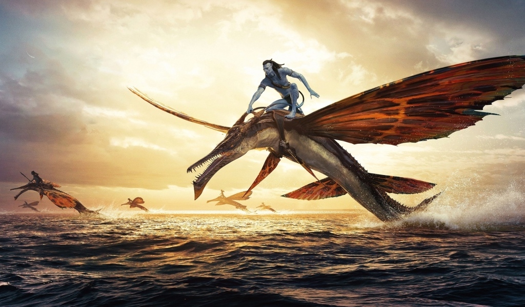 Персонаж фильма Аватар: Путь воды над  морем