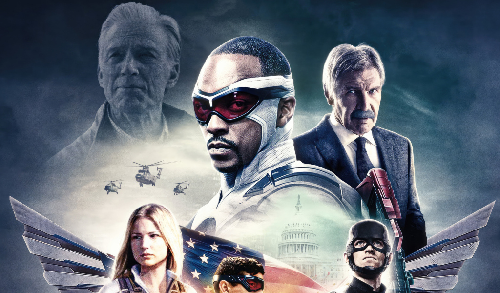 Постер с главными героями фильма Капитан Америка: Дивный новый мир