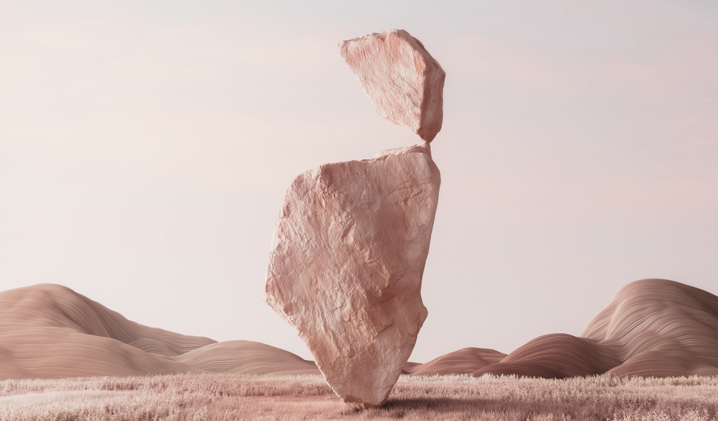 Большой камень раскололся на две части