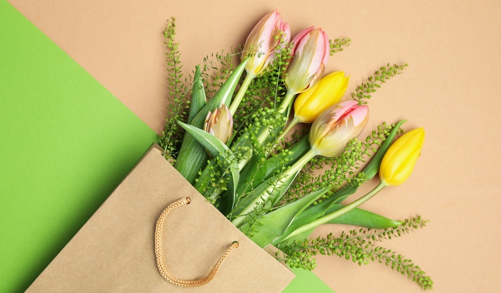 Тюльпаны в бумажном пакете