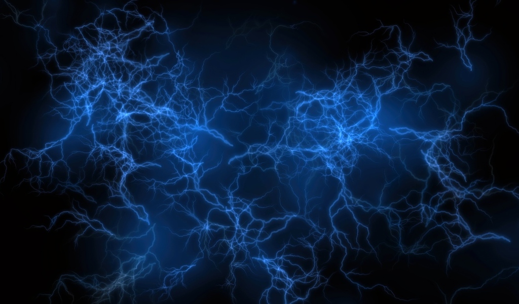 Синяя молния на черном фоне
