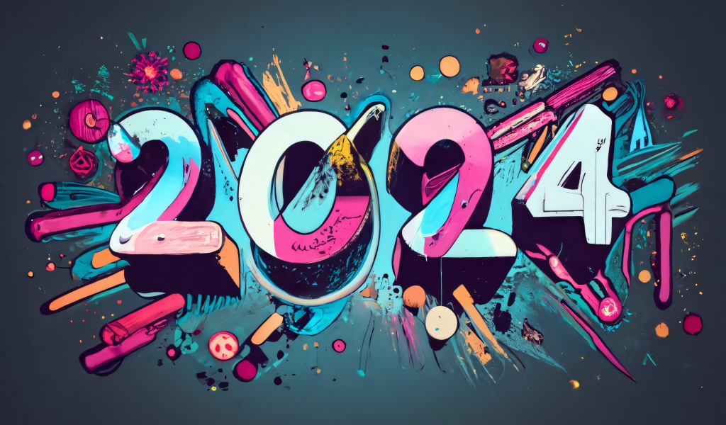 Арт рисунок на новый год 2024 на сером фоне