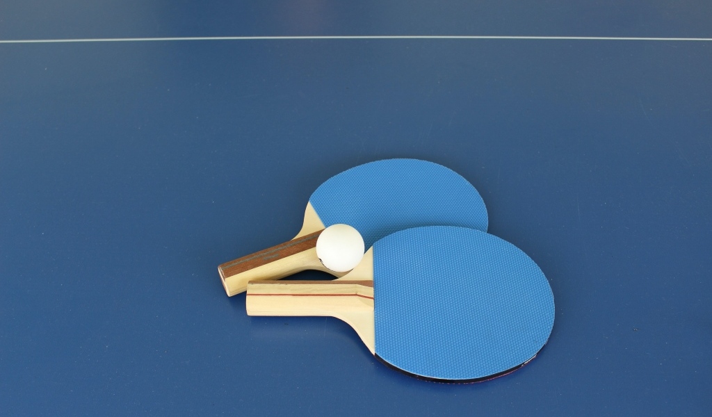 Две ракетки и мяч для настольного тенниса