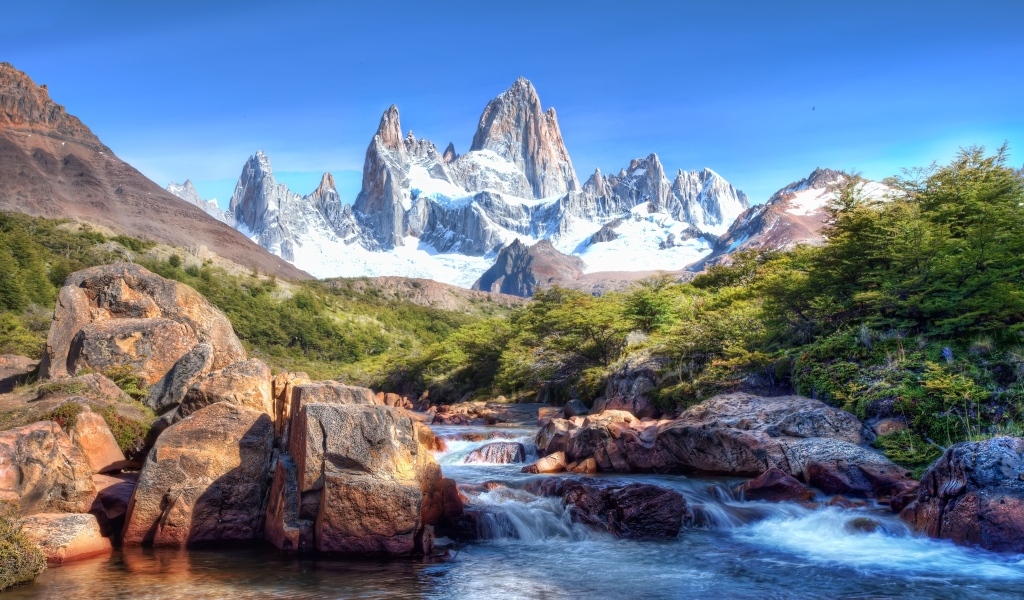 Красивый вид на горы Фицрой, Америка