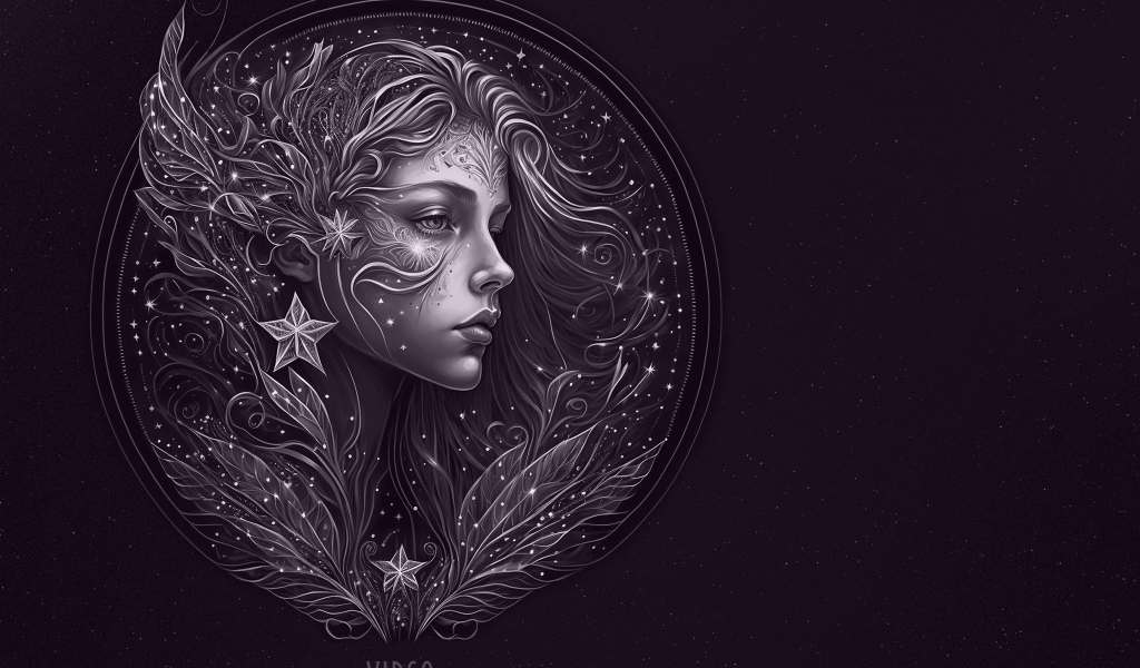 Знак зодиака дева на черном фоне