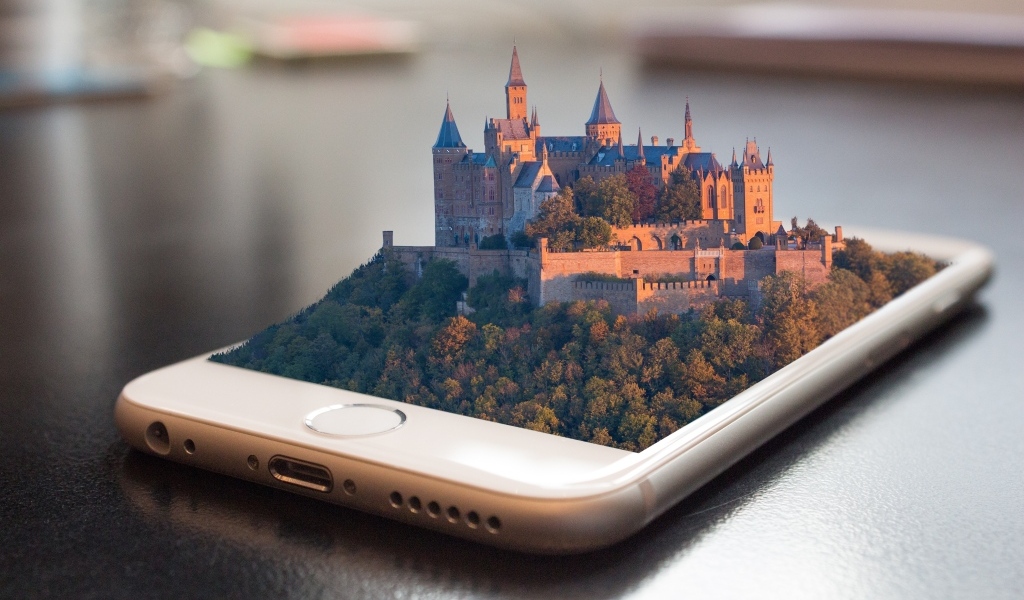Замок 3д на экране смартфона