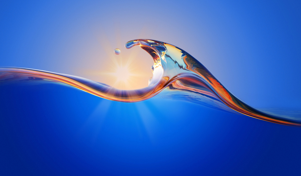 Волна 3д на синем фоне