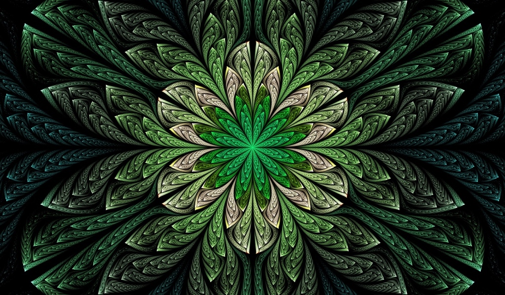 Абстрактный зеленый волнистый цветок 