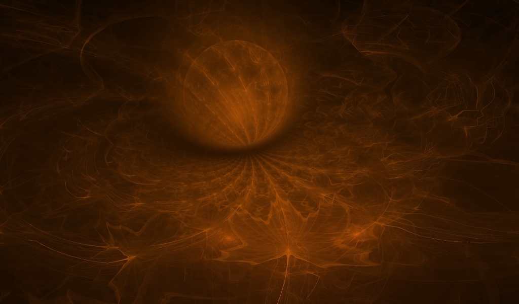 Шар на коричневом неоновом фоне с кленовым листом