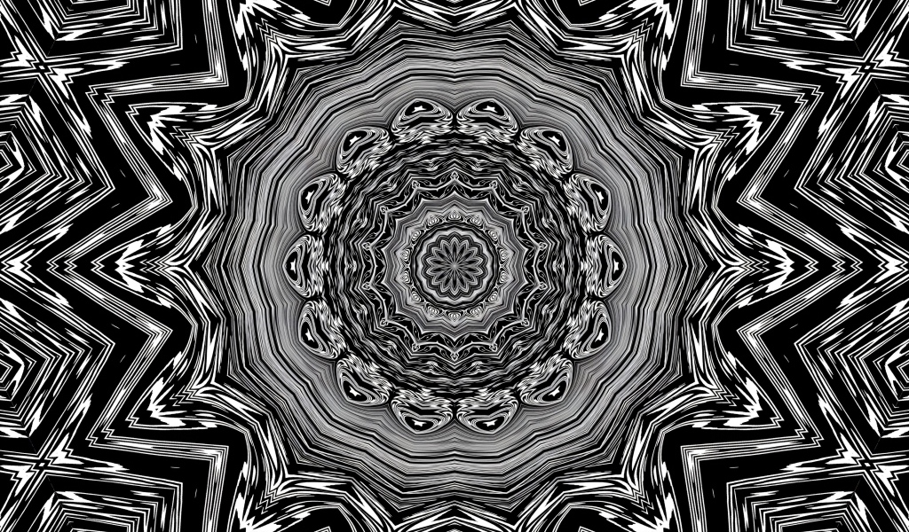 Черно-белый фрактальный узор 