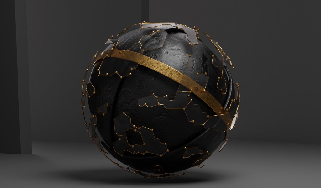 Черный металлический шар с платой