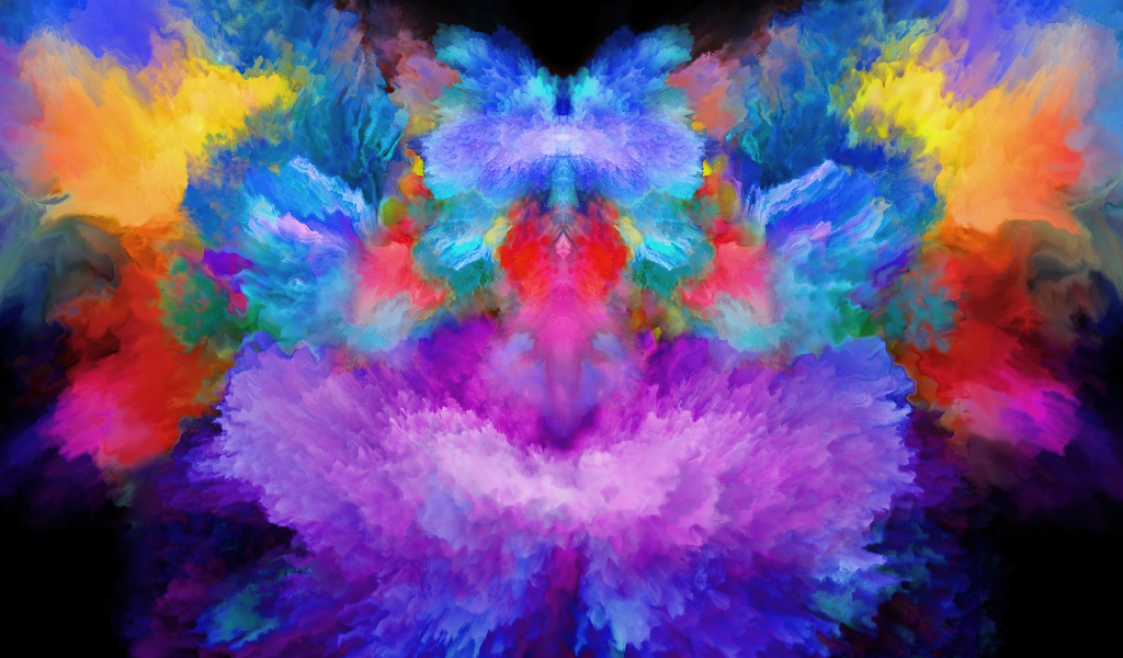 Взрыв разноцветной краски крупным планом