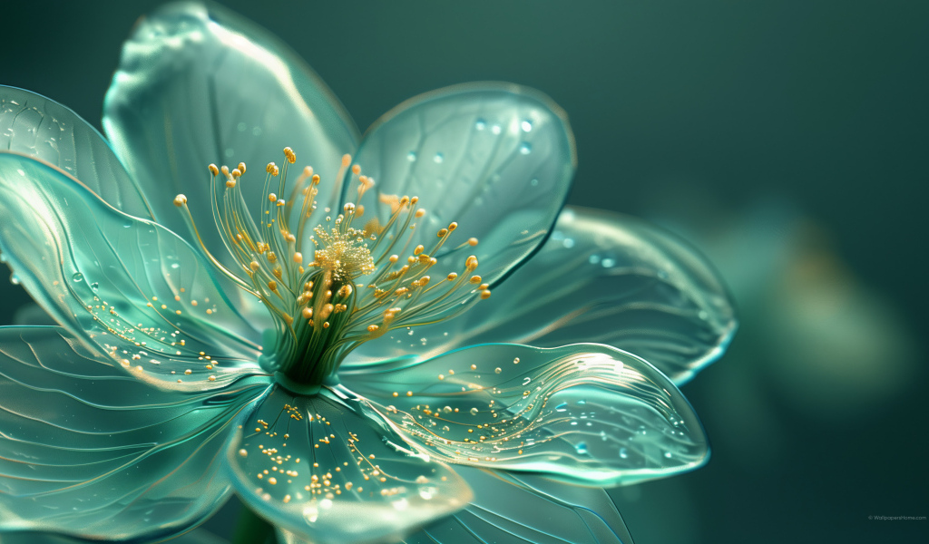 Фантастический голубой 3д цветок