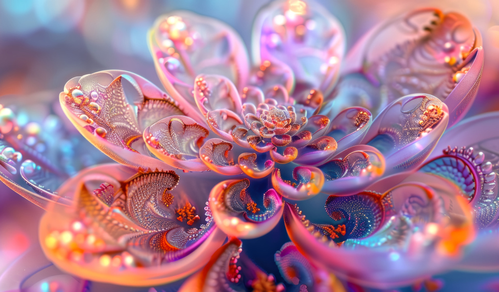 Фантастический фрактальный розовый цветок крупным планом