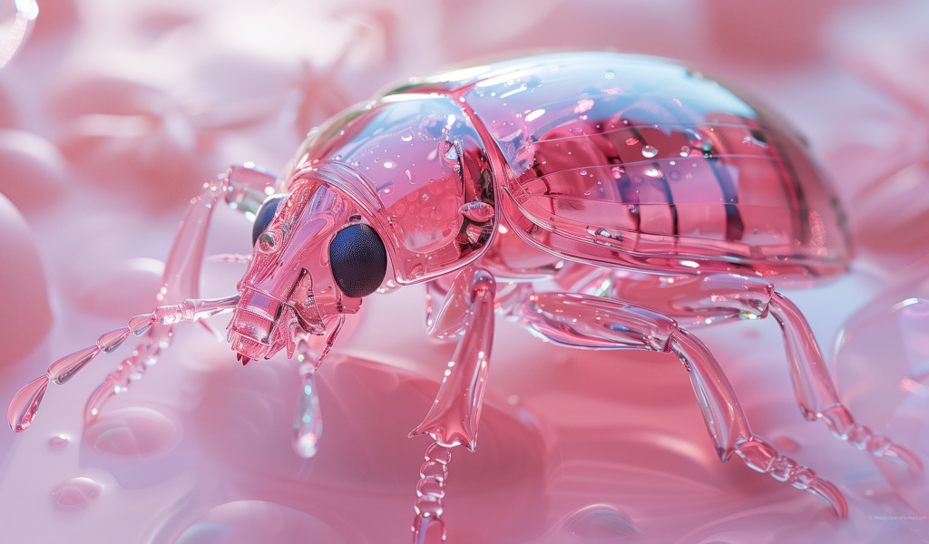 Стеклянный жук на розовом фоне 3д графика