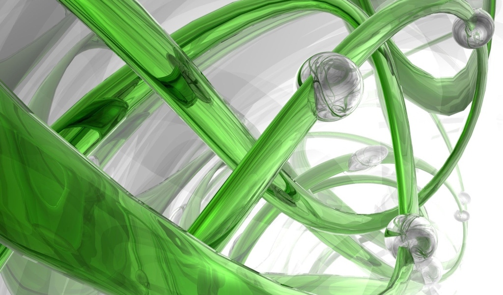 Стеклянная зеленая спираль с серыми шарами