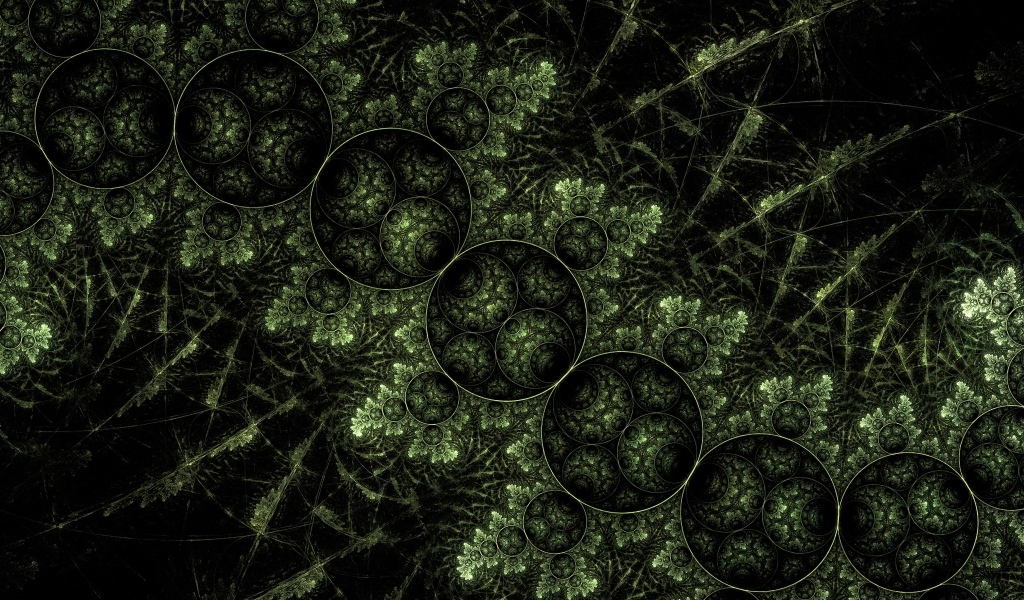 Зеленый растительный узор с кругами