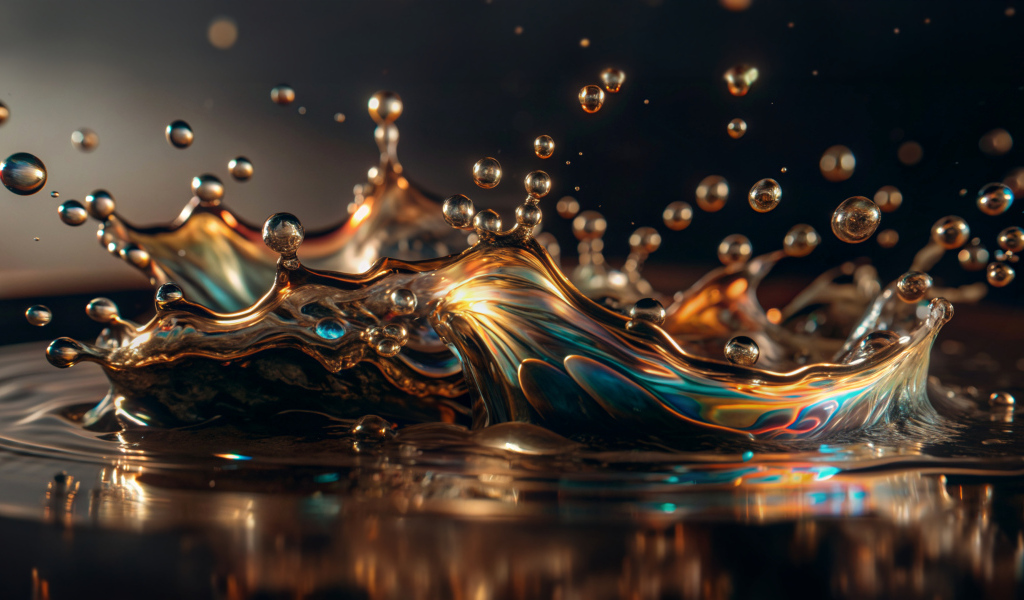 Брызги жидкости на темном фоне