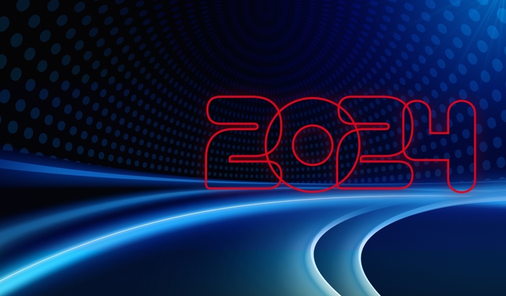Цифры 2024 на синем фоне