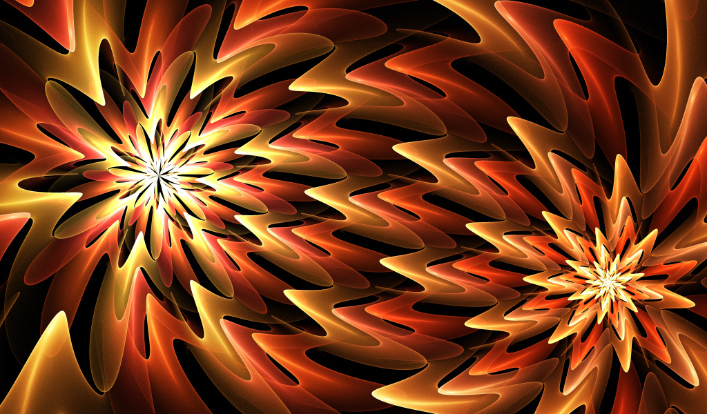 Оранжевые цветочные абстрактные фигуры 