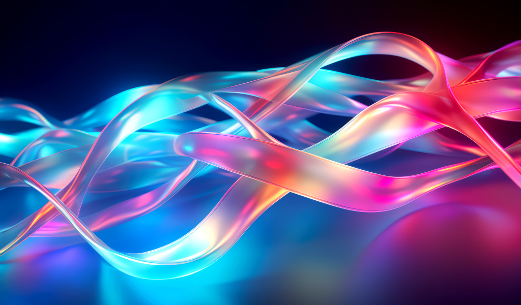 Розовые и голубые абстрактные волны на синем фоне