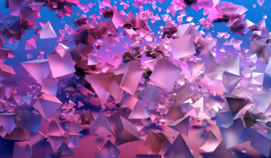 Розовые геометрические 3д фигуры в воздухе