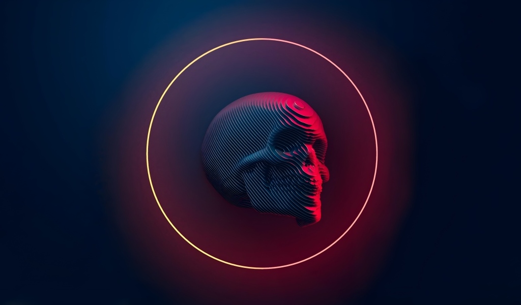 Череп в кругу на черном фоне