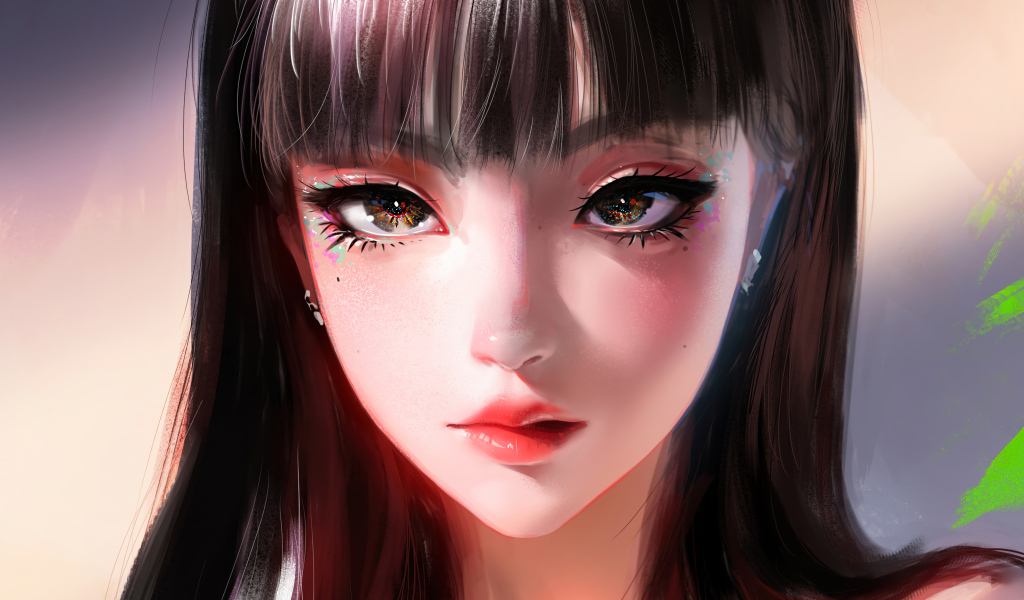 Большие красивые глаза девушки аниме