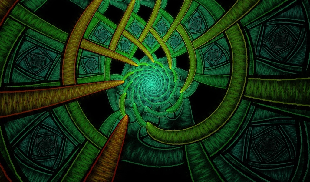 Зеленый фрактальный  красивый узор 