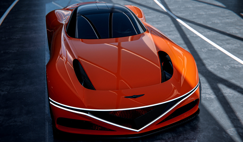 Оранжевый автомобиль Genesis X Gran Berlinetta