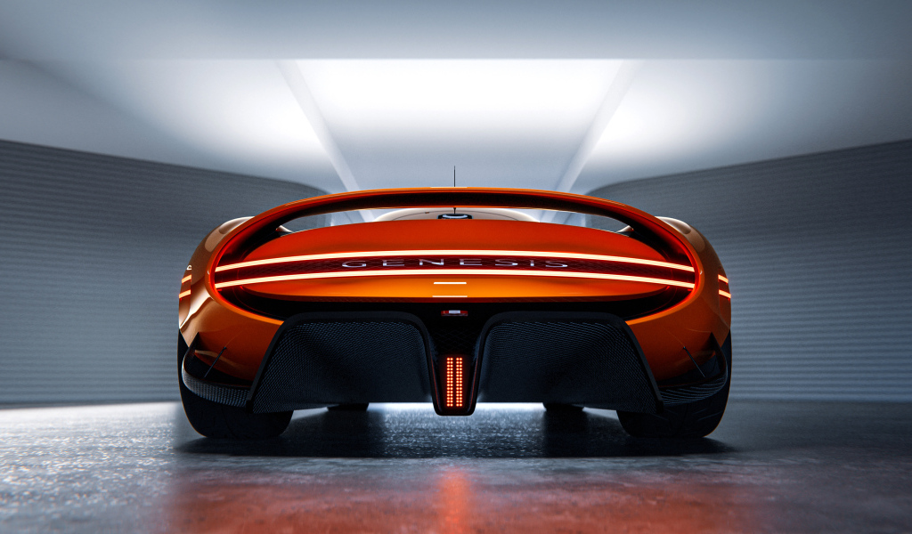 Вид сзади на автомобиль Genesis X Gran Berlinetta